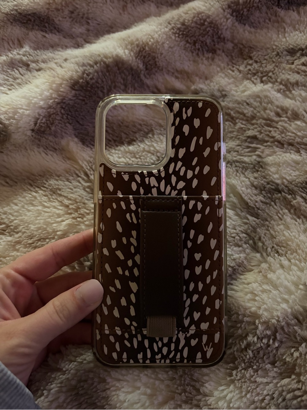 Fawn print Iphone 15 Pro Max case with Built-In Hand Strap